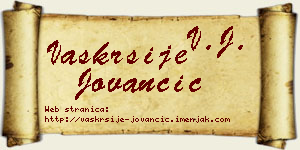 Vaskrsije Jovančić vizit kartica